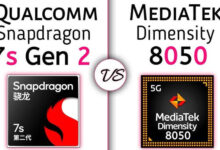 MediaTek Dimensity 8050 vs Snapdragon 7s Gen 2 performance comparison